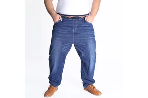 Wholesale Men's Casual Plus Size Denim Trousers Autumn Winter Straight Jeans High Stretch Mid Waist Washed Jeans for Fat Guys