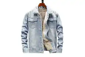 Competitive Price Winter Fashion Streetwear Canvas Denim Jeans Jacket with Customized Logo and Front Logo for Men