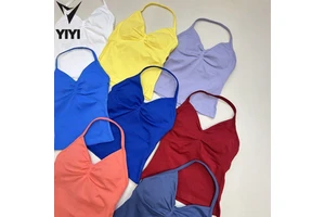 Hot Selling Women's DF Sport Vest Candy Color Seamless Gym Training Fitness Bra Sport Yoga Halter Impact Vest