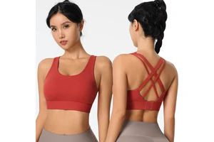 High Impact Sports Bra For Women Fixed Cup Back Closure High Support Womens Sports Bras Criss-Cross Back Workout Running Bra