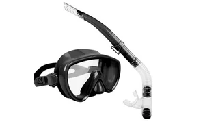 Befine ABS Frame Silicon Skirt Strap Tempered Glass Lens Diving Mask PVC Mouthpiece Wet Snorkel Set