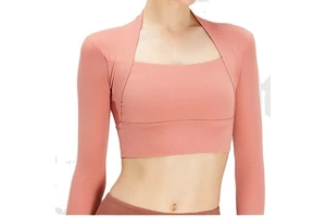 TOPKO High Quality Manufacture Wholesale ODM OEM Yoga Fake 2 Pcs Long Sleeve Ladies Yoga Top Yoga Top Women