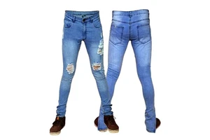 Cheap Men's New Denim Ripped Pencil Pants Regular Fit Stretch Formal Breathable 100% Cotton Solid Knitted Medium