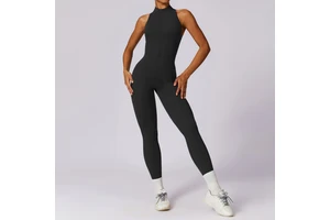 Hot One-Piece Fitness Women Jumpsuit Wholesale Zipper Bodysuit Sport Wear Outfit Gym Workout Yoga Jumpsuit for Exercise