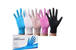 SONICE 100pcs 4mil 28cm Waterproof Food Safety Industrial Nitrile Disposable Gloves Powder Free Blue Black Latex-Free