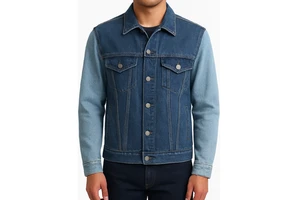 Men's Two-Tone Denim Jacket with Button Detail Winter Casual Streetwear 100% Cotton