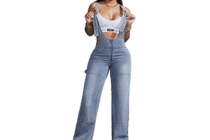 2026 New High-Waisted Denim Romper Women's Casual Summer Sleeveless Denim Jumpsuits with Adjustment Strap Non-Stretch Overalls