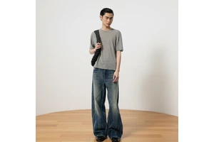 Solid Streetwear Casual Men's Mid-rise Washed Denim Pants-Medium Wash Breathable Washable Rivet Button Detail Winter All Season