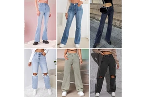 High Quality Women's Cotton Stretch Jeans Solid Color Breathable Large Stock Fashion Casual Trousers Waist Direct China