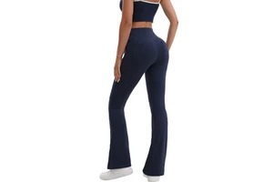(Overseas Warehouse Shipping)2026 New Arrival Slim-fit Wide-leg Solid Yoga Pants Pockets Elastic Waist Four-way Stretch Fabric
