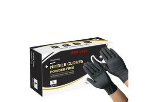 Fast Delivery Durable 6mil Black Industrial Mechanical Heavy Duty Black Full Textured Nitrile Glove Disposable Gloves