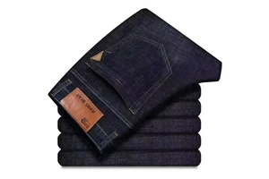 Breathable Plus Size Casual Regular Fit Men's Denim Jeans Light Wash Mid Waist Solid Pattern Washed Cotton Pants