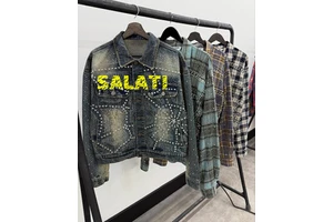 Manufacturer Custom Crystal Heavyweight Vintage Jeans Jackets Sun Faded Cotton Long Sleeve Rhinestone Denim Jacket for Men