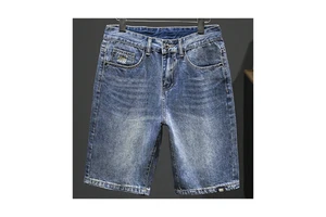 Mens Casual Denim Bermuda Shorts With Pockets Washed Denim Shorts Summer Slim Fit Trendy Short