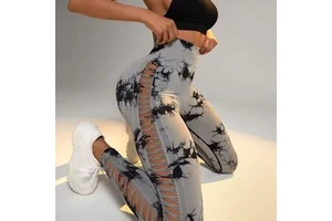 Women's High-Waist Peach-Lift Leggings Seamless Color Blocking Sweatpants Breathable Wrinkle-Resistant 100% Nylon Yoga