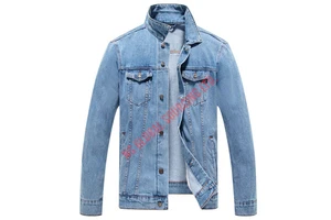 Lightweight Mens Denim Jacket Featuring Slim Fit Long Sleeves And Comfortable Collar Style Ideal For Outdoor Casual Wear