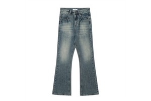 Men's Fashion Design Washed Denim Trousers for Men Blue Retro Cowboy Stacked Flare Autumn Jeans
