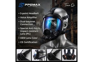 Top-selling EN60903 Certification Full Facepiece Respirator A1P3 Dual Active Carbon Cartridges Organic Vapor Mask