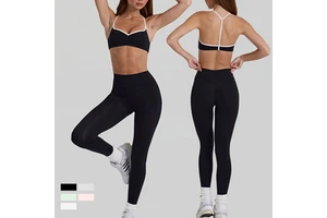 FH New Arrivals Wholesale Yoga Set Women Soft Brushed 4-Way Stretch Bra and Leggings Fitness Gym Breathable Women Basic Yoga Set