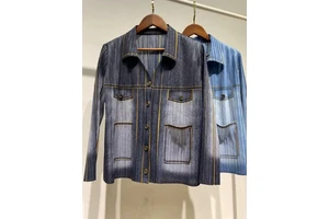 Men's Vintage Spring Washed Denim Jacket with Embroidery and Button