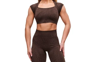 Eco-Friendly Breathable Lightweight Yoga Set with Spandex/Nylon Leggings and Bra Top Front Logo