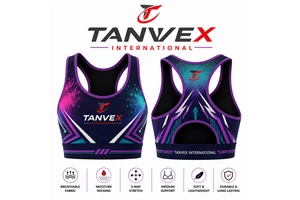 TANVEX INTERNATIONAL Women's Racerback Sports Bra Solid Eco-Friendly Front Medium Support Breathable Moisture Wicking