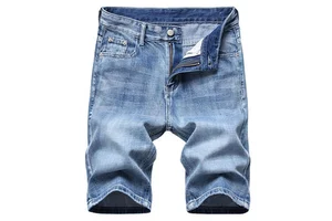 Men's Comfortable Summer Casual Denim Shorts Solid Pattern Button up with Pocket Plain Dyed Fitted Design