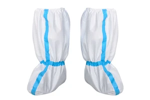 Durable Disposable Blue Stripes Boot Cover Advanced SF Material Eco-Friendly Hospital Use Personal Protective Anti-Slip Safety