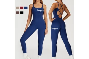 Sports Bodysuit Jumpsuit One-Piece Slim Fit Design for Yoga Outdoor Running Fitness Women Yoga Pants with Long Top Set