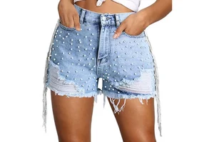 Hot Sale Casual Short Women Denim Jeans Shorts With Rhinestones women's shorts