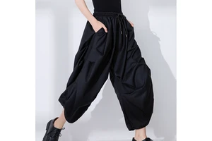 Fashion Retro Oversized Plus Size Women's Pants Casual Loose Street Wear Drawstring Wide Leg Pants