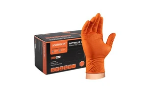 OEM 10mil Industrial Diamond-Pattern Nitrile Gloves Powder-Free Waterproof Oil Resistsnt Work Gloves Acid and Alkali Resistant