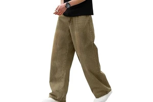 Low MOQ Custom Men's Formal Denim Jeans Stretchy Waterproof Eco-Friendly High Quality Loose Baggy Wide Leg Denim Jeans Pants