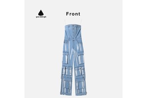 New Fashion Women's Jeans Casual High Waist Zipper Pocket Workout Denim Rompers Casual Denim Jeans Cargo Jumpsuits for Women