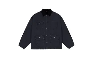 Customized Men's Loose Fit Denim Jacket with Quality Leather Collar Casual Style Washed Technique for Autumn Season