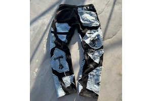 Custom High Quality Men Slim Fit Black Washed Stretch Denim Jeans With Straight Leg Stacked Design for Long Wear