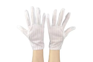 High Quality Dust Free Cleanroom White JingYa Brand Polyester Antistatic Gloves ESD with Conductive Wire Touchscreen & Anti-Slip