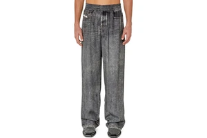 Custom Plus Size Men's Clothing Trompe L'oeil Print Denim Trousers Street Style Loose Fit Men's Jeans