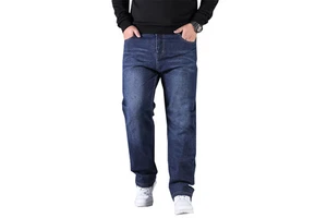 Loose Wide Leg Jeans Men's Straight Stretch Plus Size High Waist Denim Pants 50 Size Big Pants