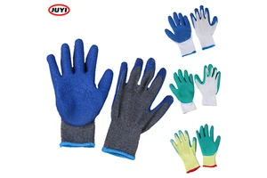 High Quality Customized Mechanical Industrial Latex Coated Cotton Leather Anti-slip Dipped Polyester Safety Work Gloves