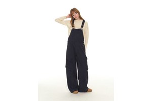 Women's Denim Overalls Strapless Sexy Wide Leg Button Mid Waist Loose Fit Streetwear Autumn Solid Y2K Breathable