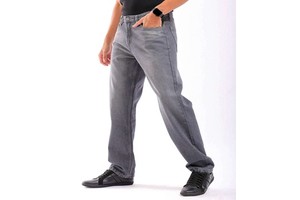 Loose Fit Grey High Street Softener Jeans Men Solid Mid Rise Comfortable Denim Pants Daily Casual Wear Work Travel Outdoor Urban