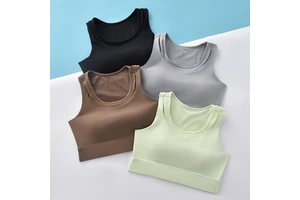 Lightweight Breathable Solid Color Women's Sports Bra Four-Way Stretch High Support Shockproof Yoga Running Workout Top Front