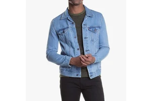 High Quality Custom Men's Winter Denim Jackets Breathable Eco-Friendly Vintage Light Blue Washed Customized Denim Jacket
