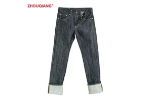 Men's 21oz Slub Black Raw Selvedge Denim Jeans Custom 100% Cotton Japanese Style Straight Jeans
