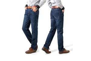 Casual Men's Denim Pants 100% Cotton Straight Fit Comfortable Daily Fashion Trousers Winter Wear
