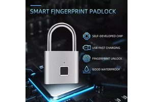 Sinovo Fingerprint Lock Keyless IP56 Waterproof Anti-Theft Smart Square Padlock Model FM570 Powder Coated Micro-USB Charging