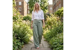 Tall Women's Autumn High Casual Breathable Trousers Wide Leg 36" Inseam Regular Fit Asymmetrical Waist Pants Custom