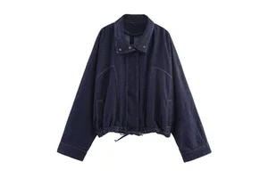 SHENZHU 2025 Autumn New Arrivals Women's Clothing Lace-up Batwing Sleeve Denim Jacket Loose Coat 8727271 8727220