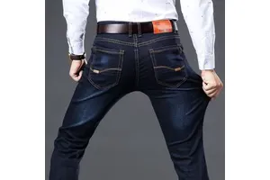 New Summer Loose Straight High Waist Large Size Casual Versatile Elastic Comfortable Wear-resistant Men's Jeans